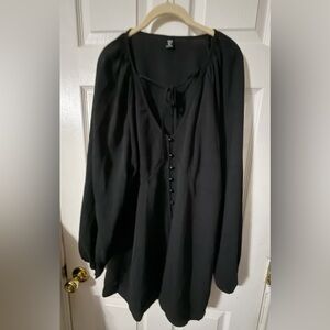 SHEIN Black Button-Front Blouse